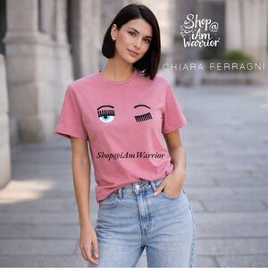 Chiara Ferragni embroidered pink WINK graphic T-shirt *shop@iamwarrior